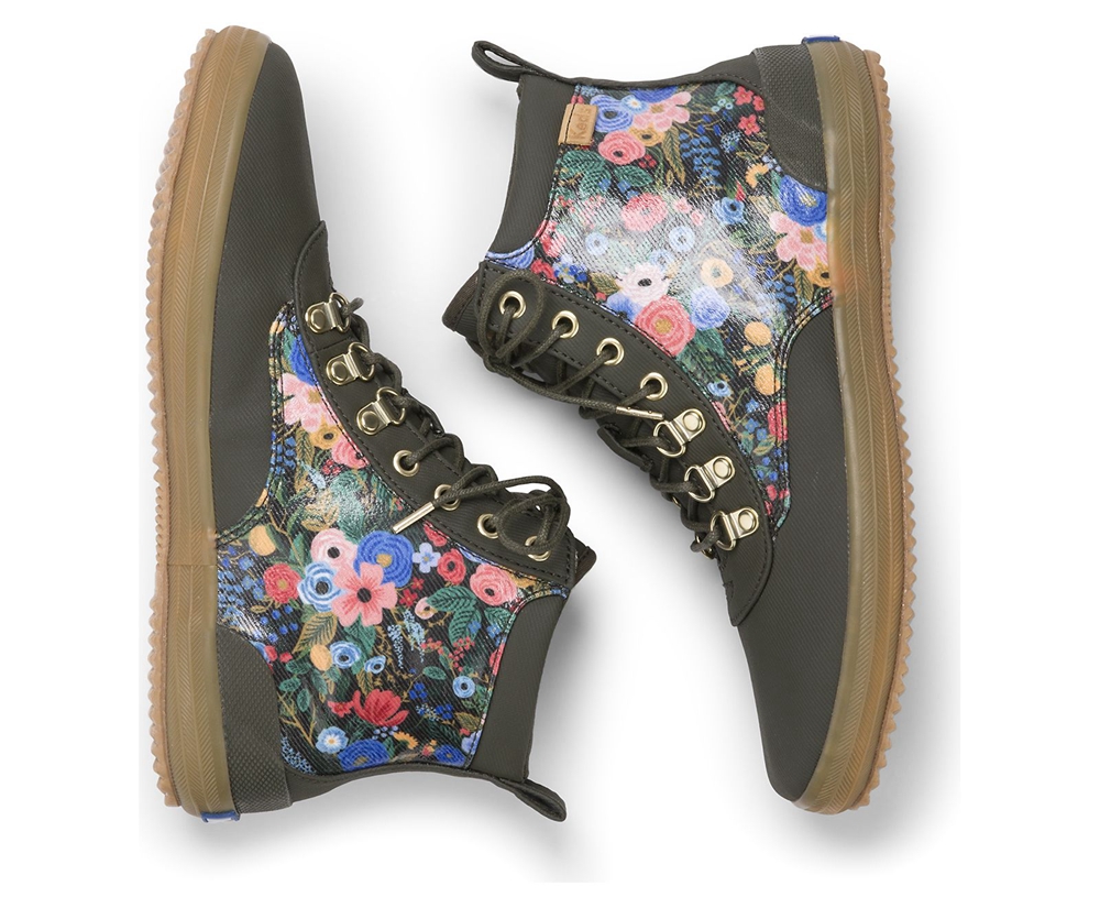 Keds Sneaker Damen Grün - Rifle Paper Co. Scout Water-Resistant Boot Garden Party - HAF-659120